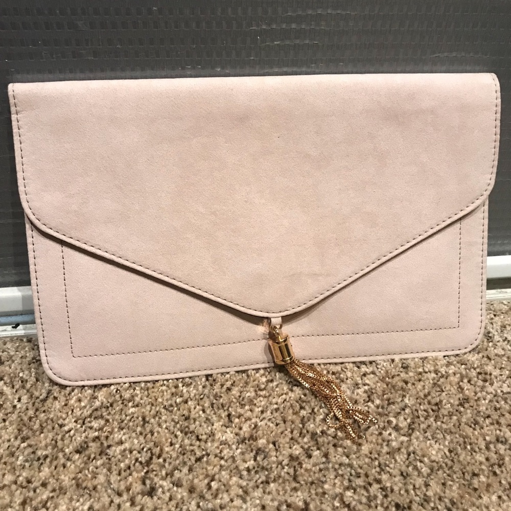 Nude ASOS faux suede envelope bag
